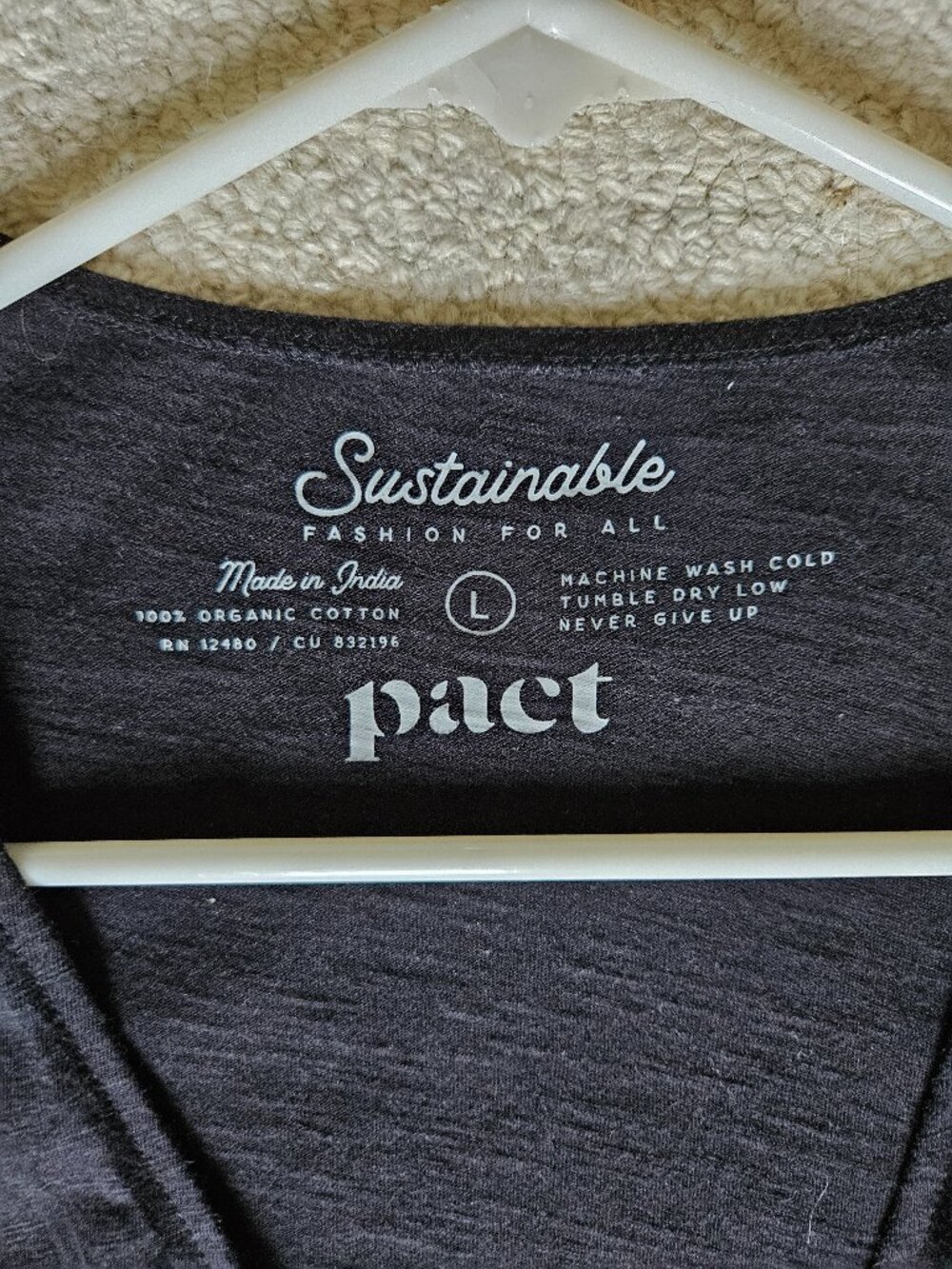 Pact Organic Wrap Dress Black Large L Short Sleeves Cotton Casual Minimalist - Picture 2 of 6